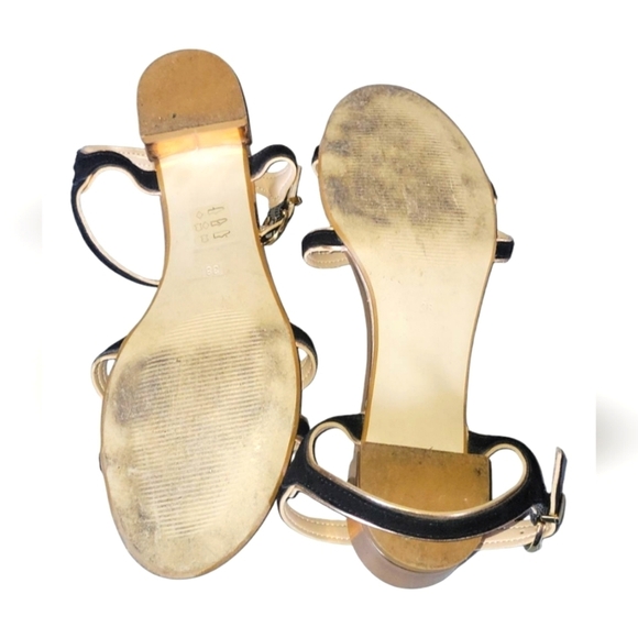 Carvela Kurt Geiger Black and Bronze Rose Gold Ankle Buckle Sandals 38 - Picture 4 of 8